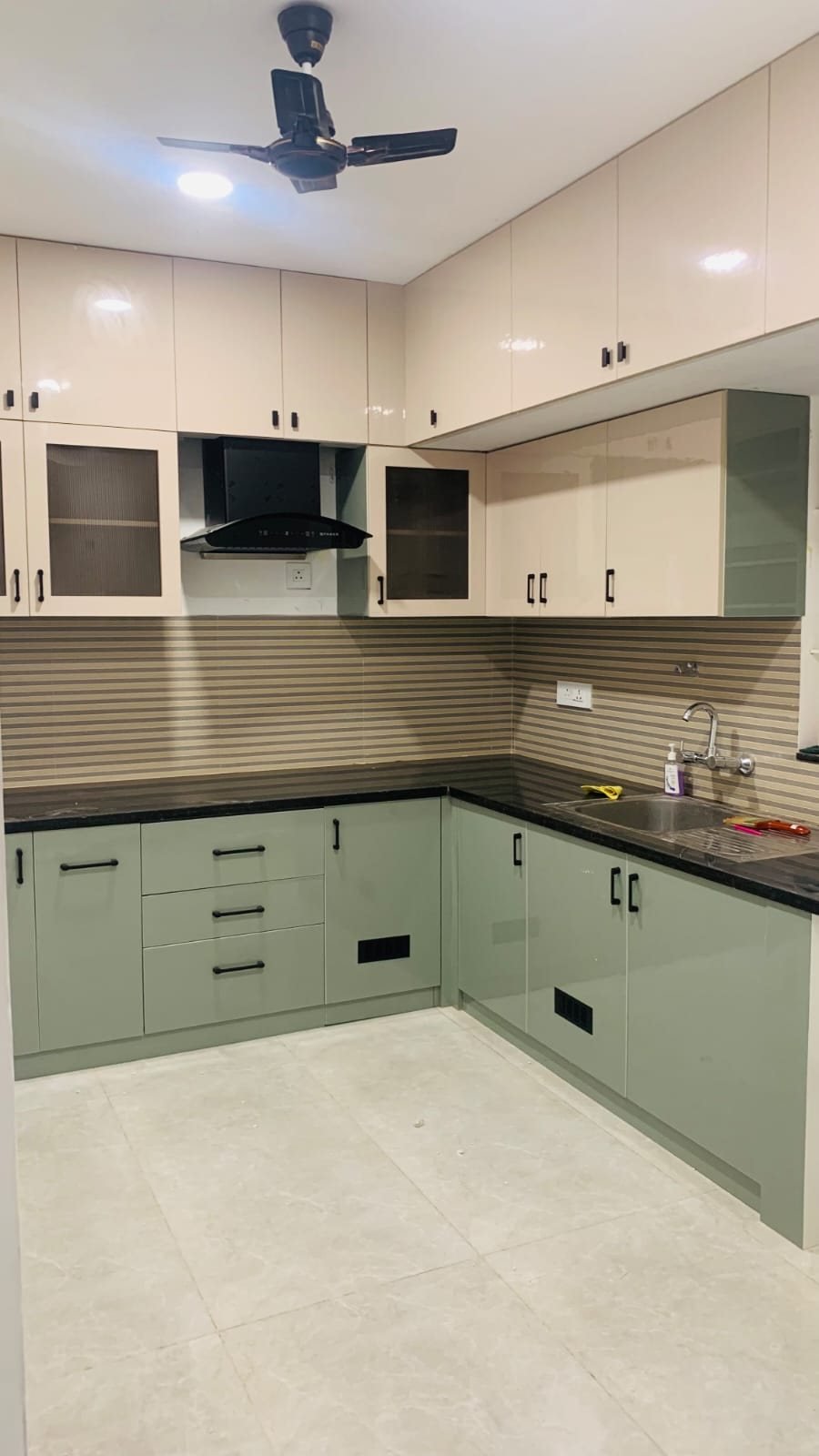 Modular kitchen — sage & cream